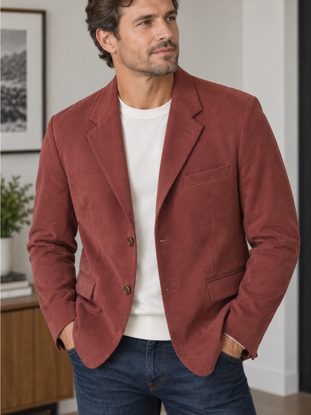 Rust Casual Blazer - Classic Two-Button Sport Coat
